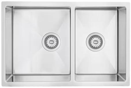 Kitchen Sink, Double Bowl, Dual-Mount, Stainless Steel, 28