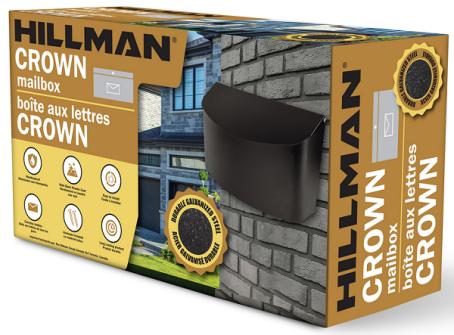 Mailbox, Horizontal Style, Modern BLACK Steel, Hillman 