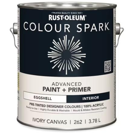 Paint, Interior, Latex, Colour Spark, 262 IVORY CANVAS, Eggshell, 3.78 liter
