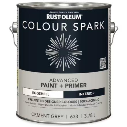 Paint, Interior, Latex, Colour Spark, 633 CEMENT GREY, Eggshell, 3.78 liter