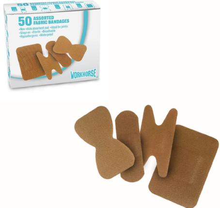 Adhesive Bandages, Fabric, Assorted, 50/pkg, 