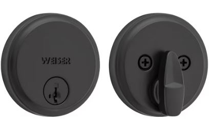 Deadbolt, Single Cylinder, HOMETOWN, Round Rosette, MATTE BLACK, Weiser Builder Pack