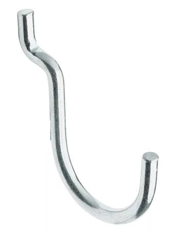 Pegboard Hook, Single Hook, Curved, 1-1/2