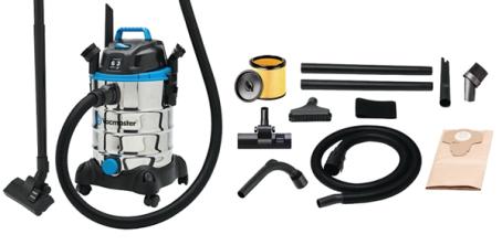 Wet/Dry Vacuum, 22 liter, Stainless Steel Tank, w/Accessories, Vacmaster VQ607SFD