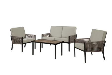 Patio Set, 4 piece, Steel/Wicker, TAN/BROWN, Seasonal Trends