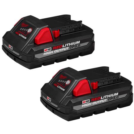 Battery for Cordless Tools, M18 Red Lithium, 3.0 amp-hours, 2/pkg, Milwaukee