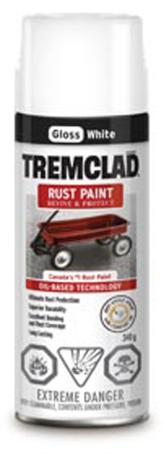 Rust Paint, GLOSS WHITE, 340 gram spray, Tremclad