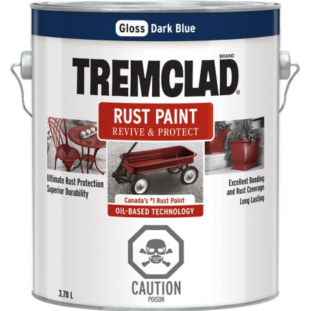 Rust Paint, GLOSS DARK BLUE, 3.78 liter, Tremclad
