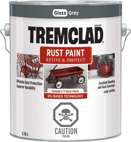 Rust Paint, GLOSS GREY, 3.78 liter, Tremclad