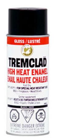 Spray Paint, High Heat, GLOSS BLACK, 340 gram spray, Tremclad