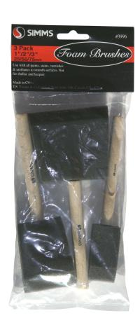 Paint Brush Set, High Density Foam, Wood Handle, 3pc