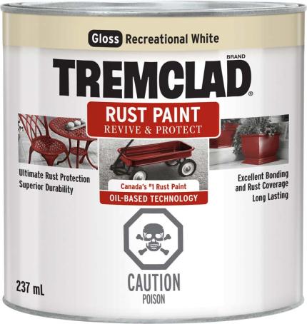 Rust Paint, GLOSS RECREATIONAL WHITE, 237 ml, Tremclad