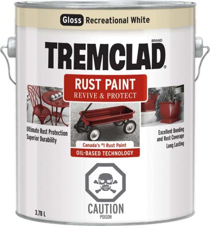 Rust Paint, GLOSS RECREATIONAL WHITE, 3.78 liter, Tremclad