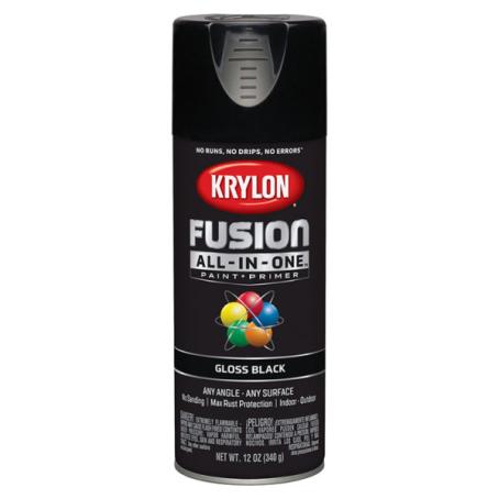 Spray Paint, All-Purpose, GLOSS BLACK, 340 gram, Krylon FUSION All-in-One