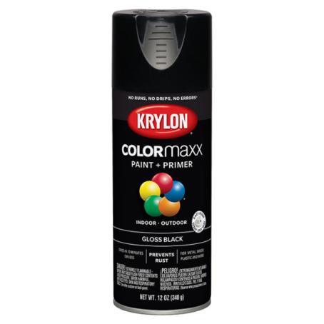 Spray Paint, All-Purpose, GLOSS BLACK, 340 gram, Krylon COLORMAXX