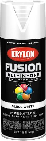 Spray Paint, All-Purpose, GLOSS WHITE, 340 gram, Krylon FUSION All-in-One