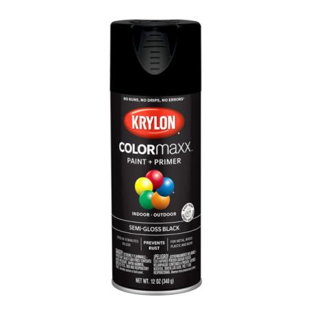 Spray Paint, All-Purpose, SEMI-GLOSS BLACK, 340 gram, Krylon COLORMAXX
