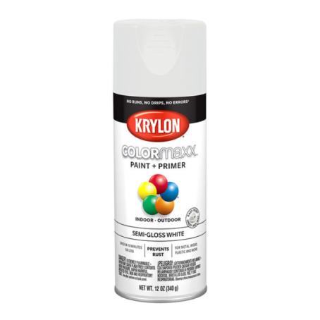 Spray Paint, All-Purpose, SEMI-GLOSS WHITE, 340 gram, Krylon COLORMAXX