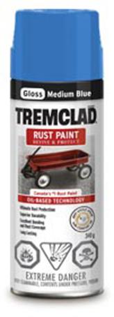 Rust Paint, GLOSS MEDIUM BLUE, 340 gram spray, Tremclad