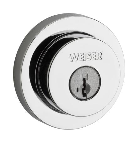 Deadbolt, Single Cylinder, METRO Round Rosette, POLISHED CHROME, Weiser Builder Pack