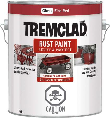 Rust Paint, GLOSS FIRE RED, 3.78 liter, Tremclad