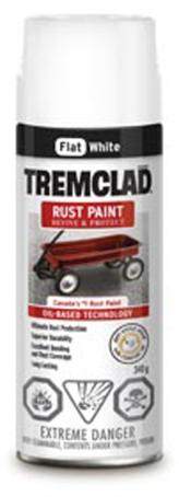 Rust Paint, FLAT WHITE, 340 gram spray, Tremclad