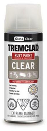 Spray Paint, Protective Top Coat, GLOSS CLEAR, 340 gram spray, Tremclad