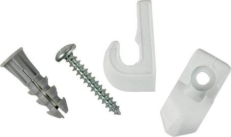 Wall Clips, for Ventilated Wire Shelving, with Screws & Anchors, 12/pkg