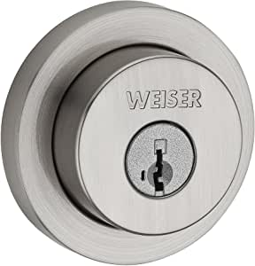 Deadbolt, Single Cylinder, METRO Round Rosette, SATIN NICKEL, Weiser Builder Pack