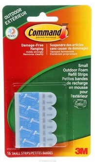 Replacement Strips, Self-Adhesive, 3M Command, Outdoor Foam, (16x Small)