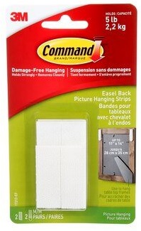 Picture Hanger, Self-Adhesive, Easel Back Strips, 3M Command, 2/pkg (5 lb capacity)