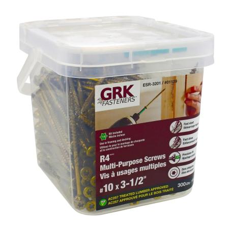 Framing/Decking Screw, GRK R4, #10 x 3-1/2