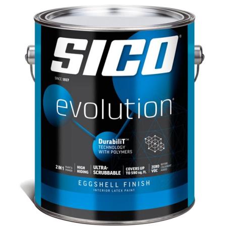 Interior Paint, Latex, SICO EVOLUTION, Eggshell, White Base-1, 3.78 liter