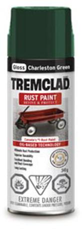 Rust Paint, GLOSS CHARLESTON GREEN, 340 gram spray, Tremclad
