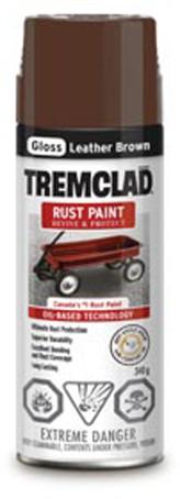 Rust Paint, GLOSS LEATHER BROWN, 340 gram spray, Tremclad