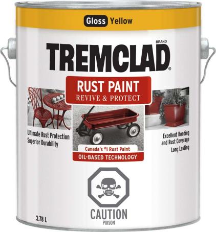 Rust Paint, GLOSS YELLOW, 3.78 liter, Tremclad